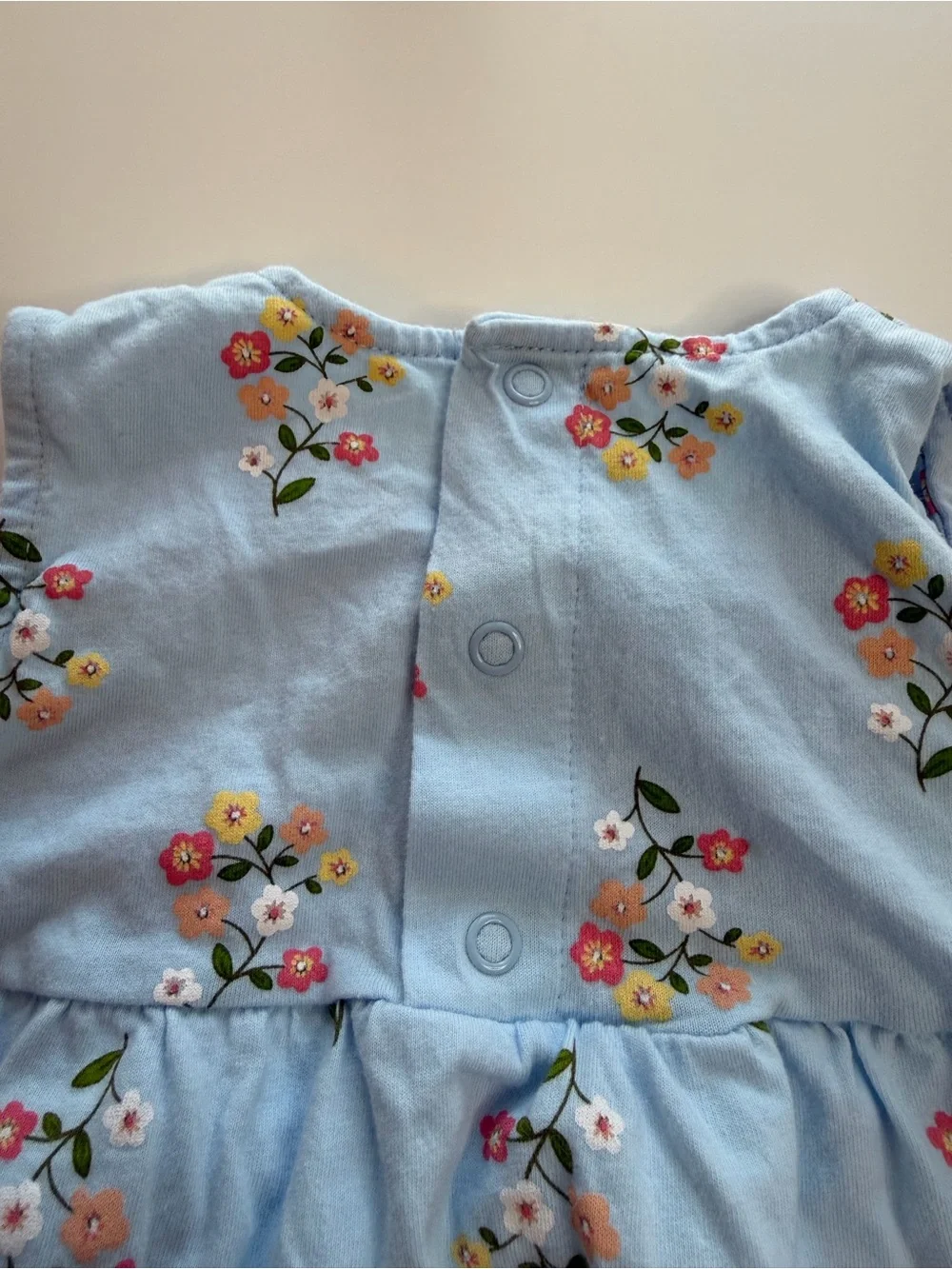 Carter's Light Blue Floral and Light Pink Heart Romper Set